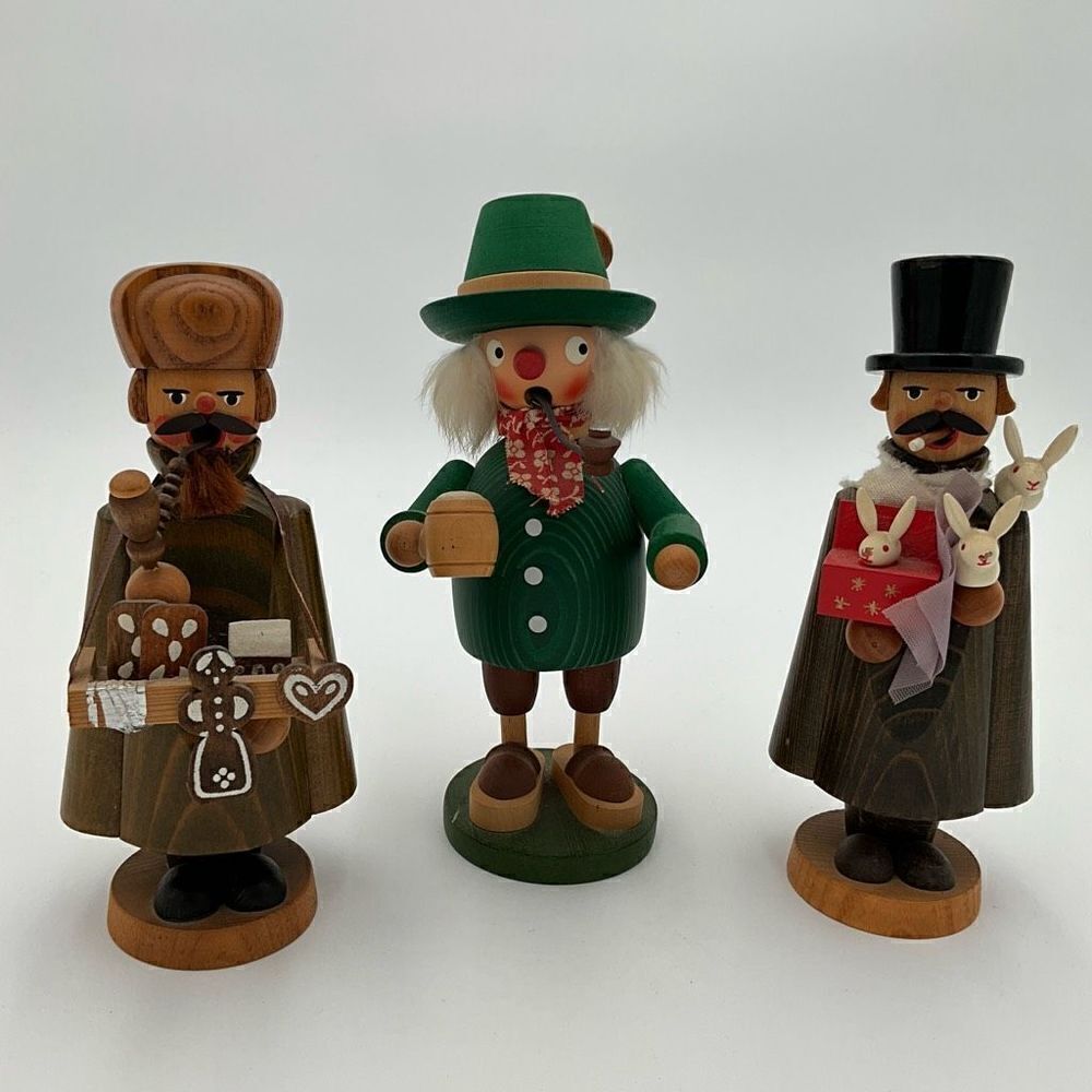 VINTAGE ERZGEBIRGE STEINBACH Wooden Figurines Lot of 3